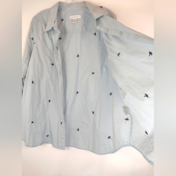 Christopher & Banks women's long sleeve navy hummingbird blouse size (XL) - Picture 3 of 12